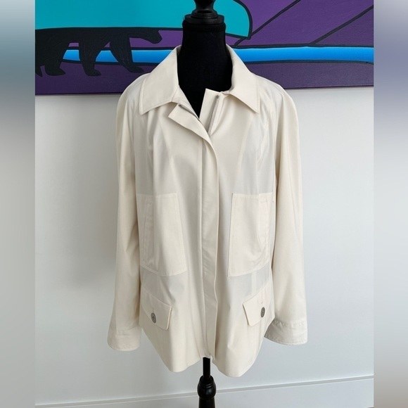 ZENOBIA Lightweight Lined Zip Front Jacket Made Canada Silk Blend Neutral Office - Picture 2 of 16